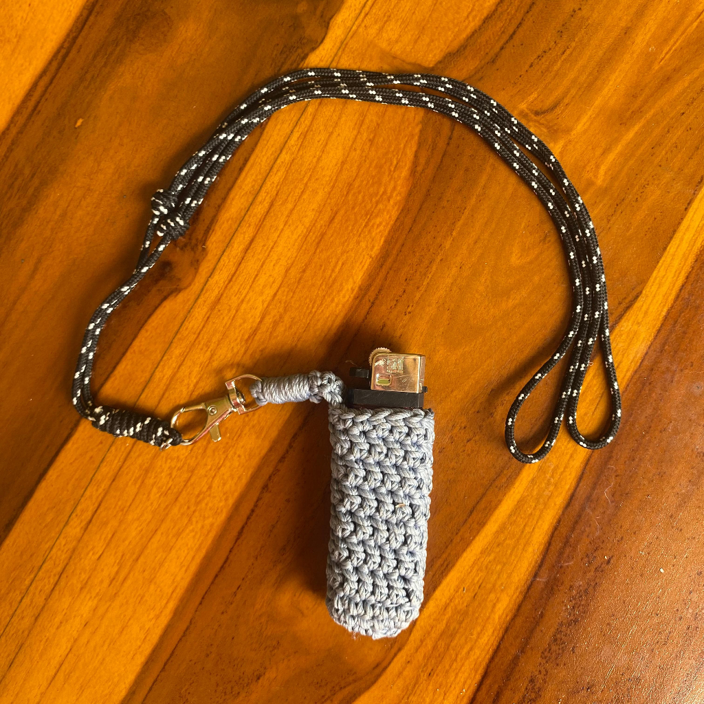 Kalung Korek Rajut Tali Prusik (Adjustable)| Case Korek Rajut | Gantungan Korek | Gantungan Tas Dan 