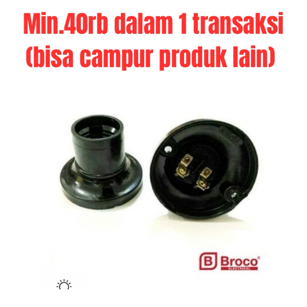 BROCO FITTING PLAFON TEMPEL BULAT HITAM 210L BIASA LAMP HOLDER SOCKET COLOKAN LAMPU E27 BLACK ORIGIN