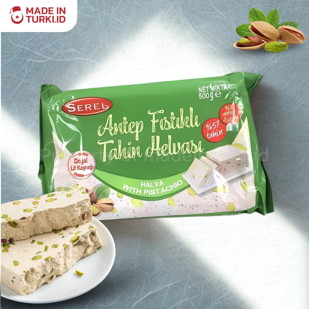 

Serel Antep Fıstıklı Tahin Helvası 500gr - Tahini Wijen Pistachio Turki 100% Original madeinturki.id
