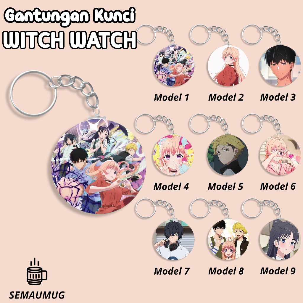 GANTUNGAN KUNCI WITCH WATCH KADO GANCI BULAT ANIME PRINT CUSTOM SEMAUMUG