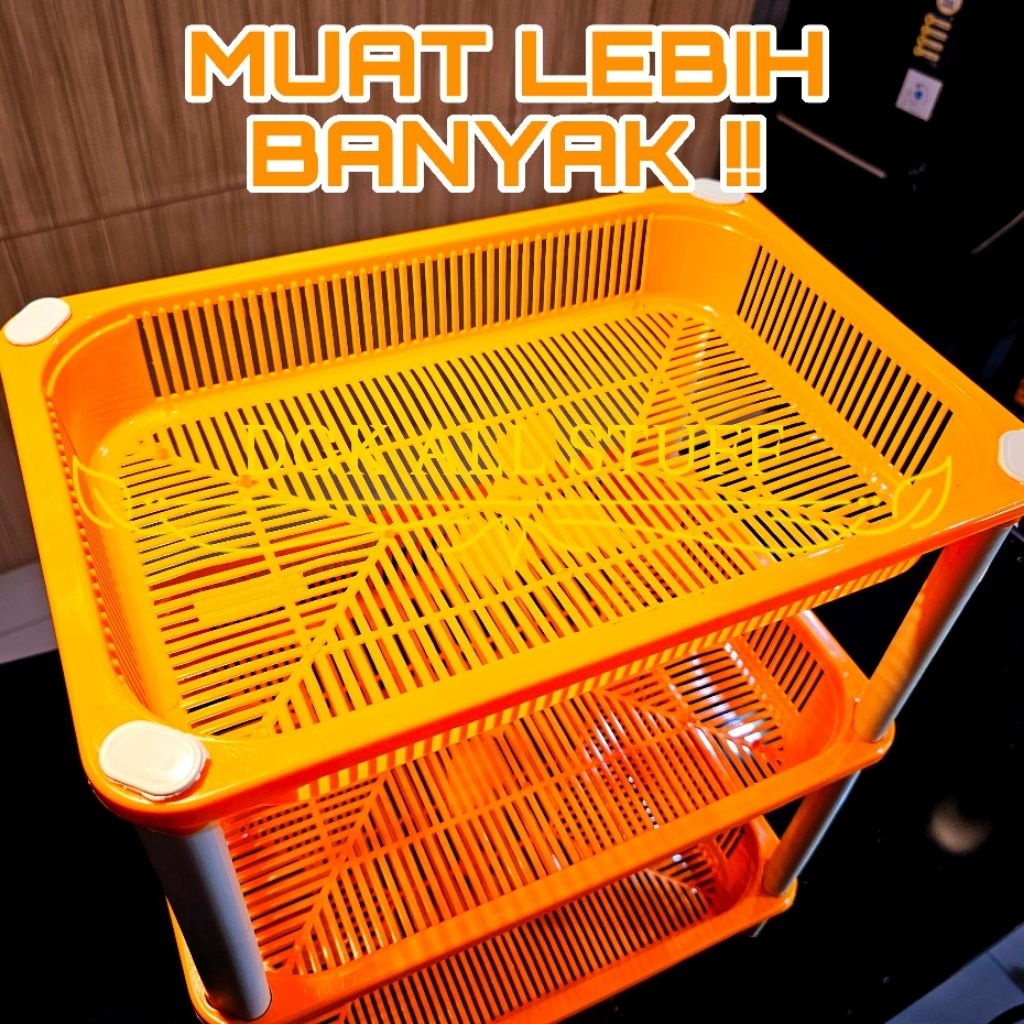 Disc Rak Segi Cabe Bumbu Dapur Serbaguna Plastik 3 Tingkat Tiga Tingkat Susun 3 Susun Tiga Warna