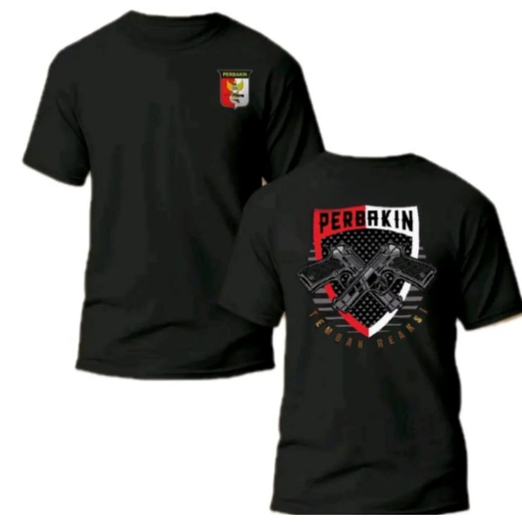 Kaos Distro PERBAKIN Desian Pistol Kaos Unisex Bahan Adem & Nyaman