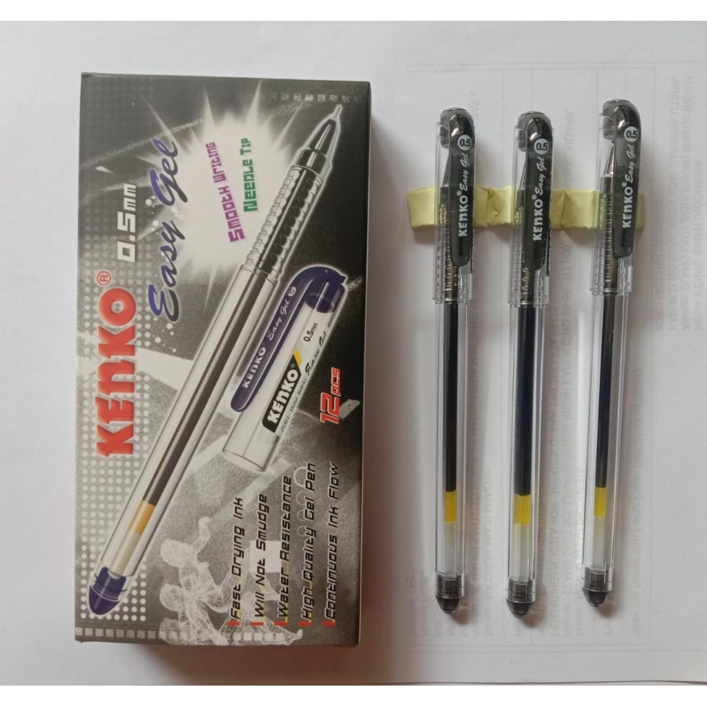 

12 PCS - PEN KENKO EASY GEL / PULPEN EASYGEL KENKO 0,5MM / GEL PEN BOLPEN PENA - HITAM BIRU MERAH