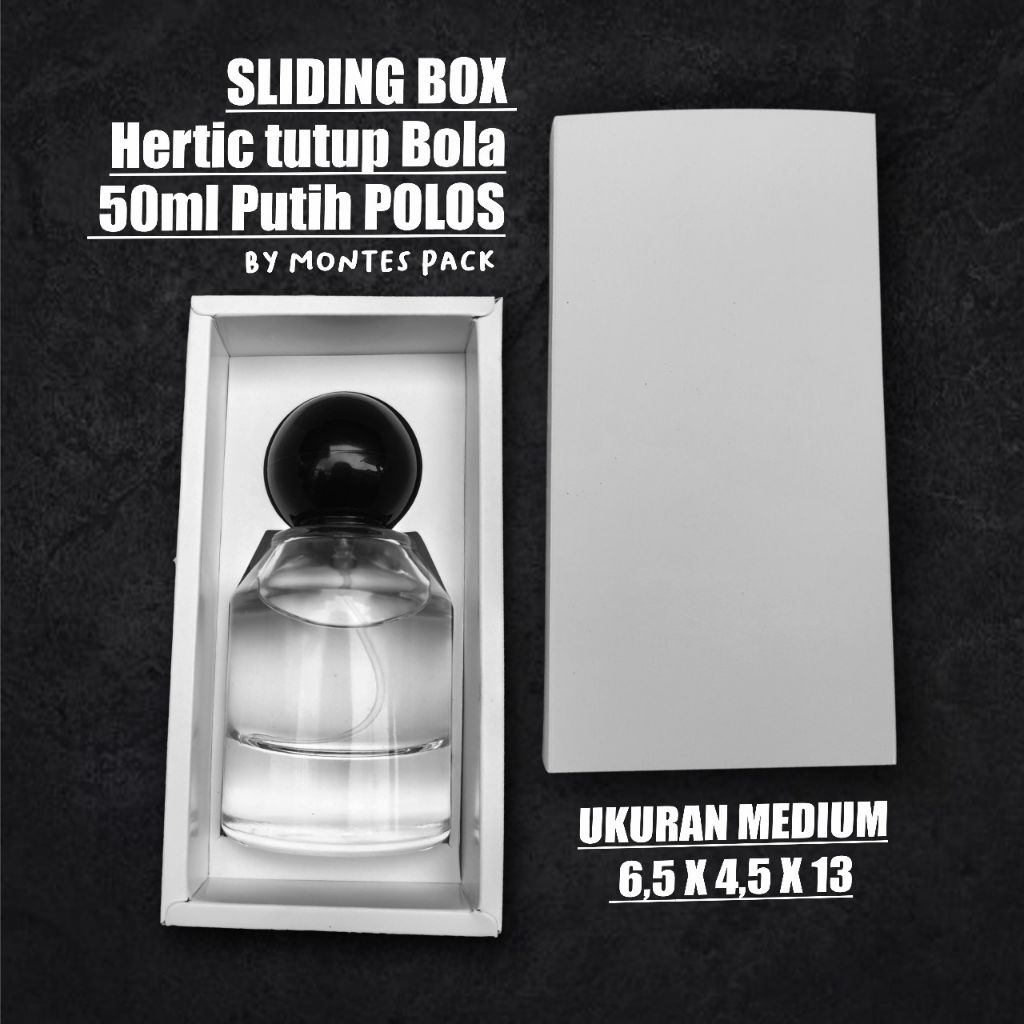 

Slide Box Polos putih Hertic Bola 50ml / SLIDE BOX botol Hertic tutup Bola 50ml / Polosan