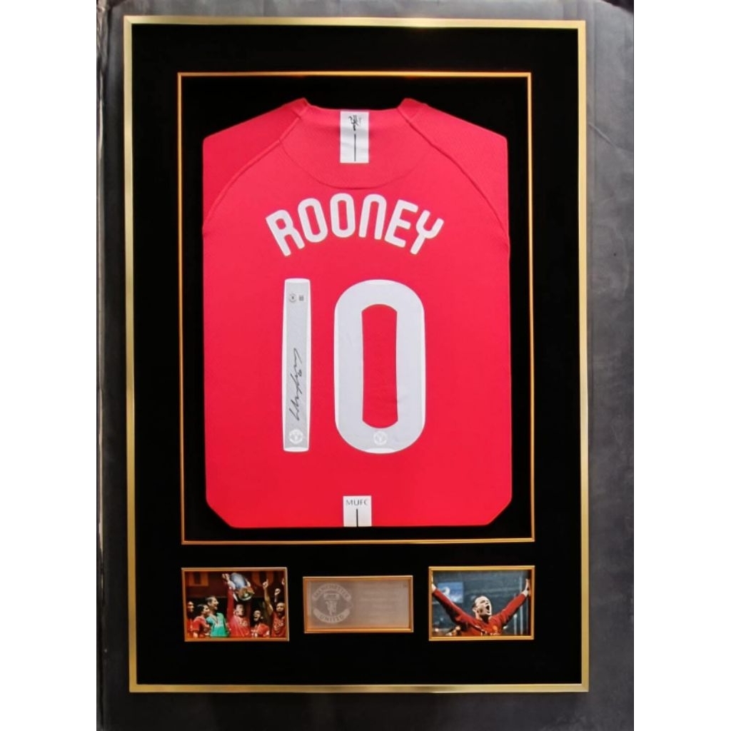 Jersey Manchester United 2007/2008 Sign Wayne Rooney Original with Stainless steel Framed