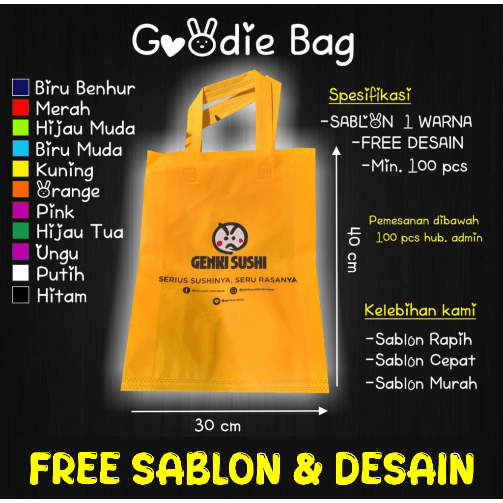 

Goodie Bag Free Sablon & Desain | Berkualitas dan Cepat