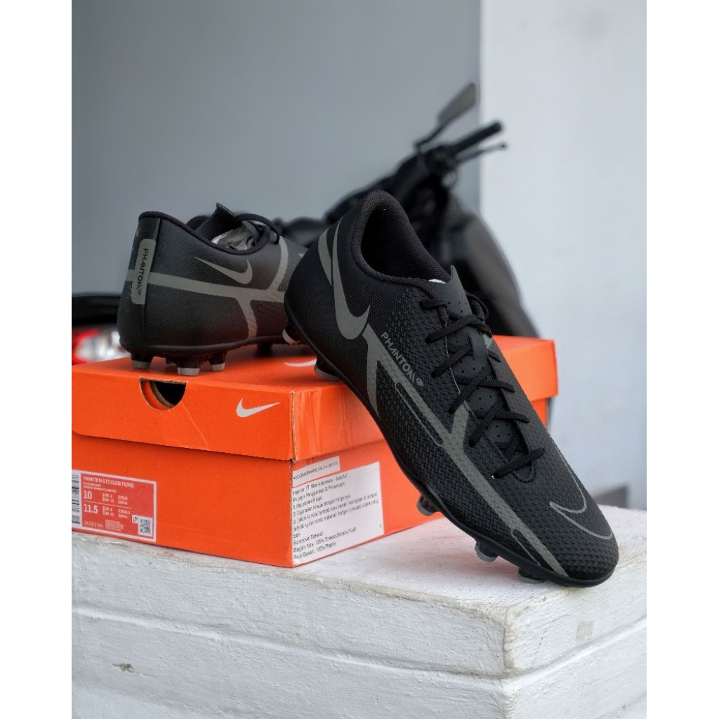 Sepatu Bola Nike Phantom GT2 Club FG - Black Iron Grey DA5640004 Original BNIB