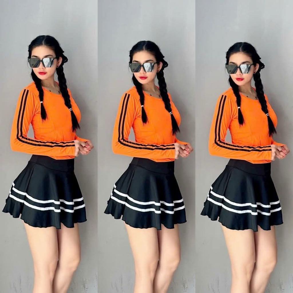 BAJU SENAM ROK ONE SET TERBARU Setelan Baju Senam Rok Terbaru/Rok One Set