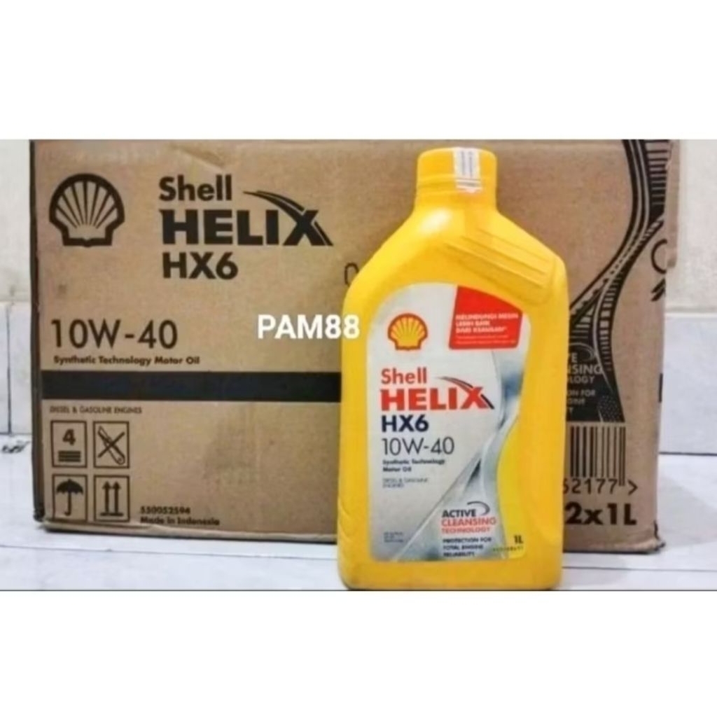 Oli Shell helix Hx6..1 liter ( kuning ) 10 W - 40..1 dus = 12 btl ( baru )