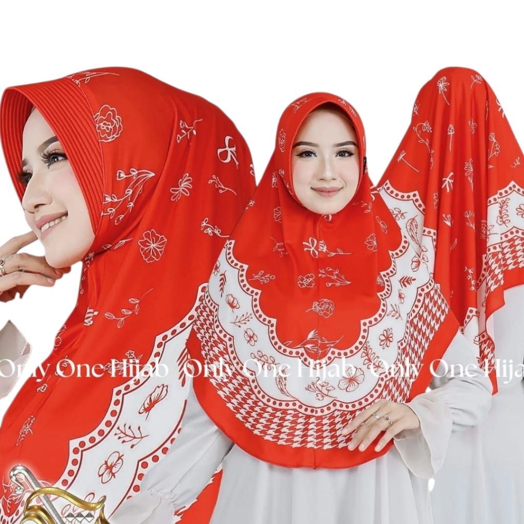 Jilbab Instan Bergo Pet Jarsay Motif Merah Putih Kemerdekaan Agustusan Terbaru Kekinian