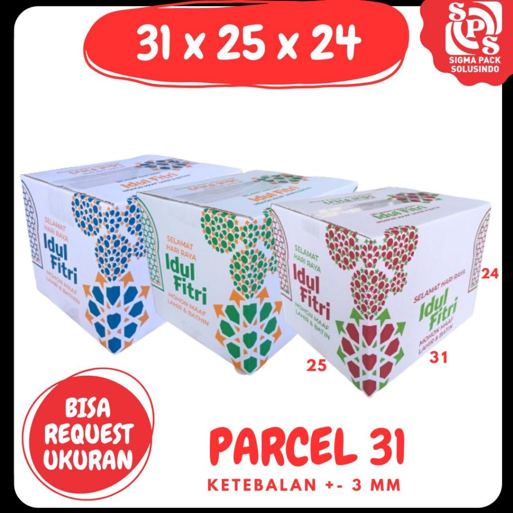 

Box Parcel 31x25x24 Kardus Packing/Parcel Lebaran/Dus Lebaran/idul Fitri/Kardus Paket sembako/hampers/eid mubarak/oleh oleh/Polos/Motif