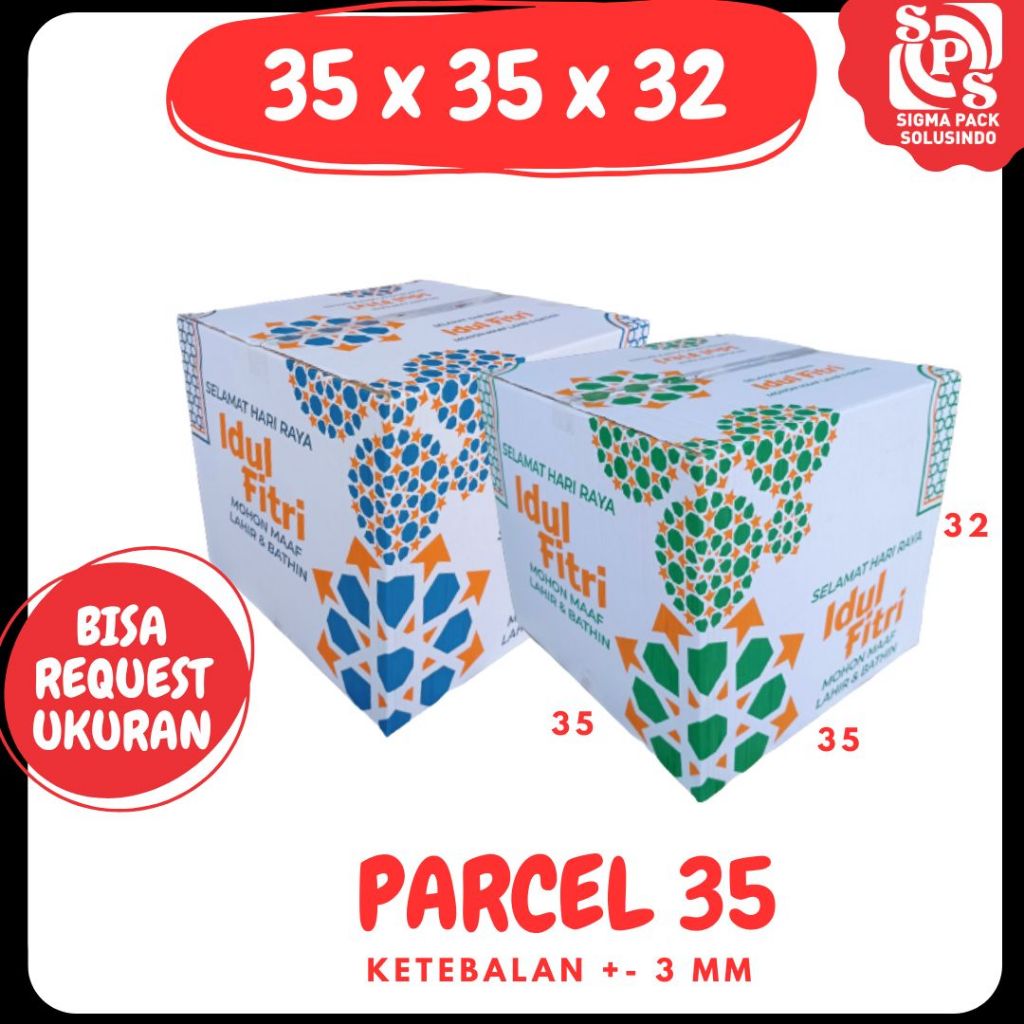 

Kardus Parcel 35x35x32 Dus SUPER JUMBO Lebaran Eid Mubarok Box Idul Fitri Kardus Hari Raya Lebaran Packing Kotak Kemasan