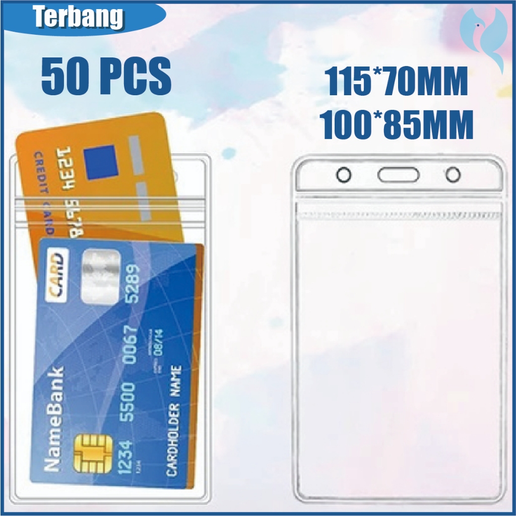

Isi 50 Holder Tempat Id Karet Casing Tempat Id Card Holder Transparan 2 Sisi
