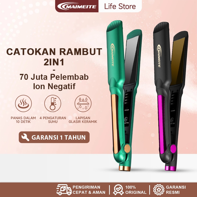 MAIMEITE Catokan Rambut 2 IN 1Catokan Rambut Lurus Tahan Lama Hair Straightener Curly Catok Rambut L