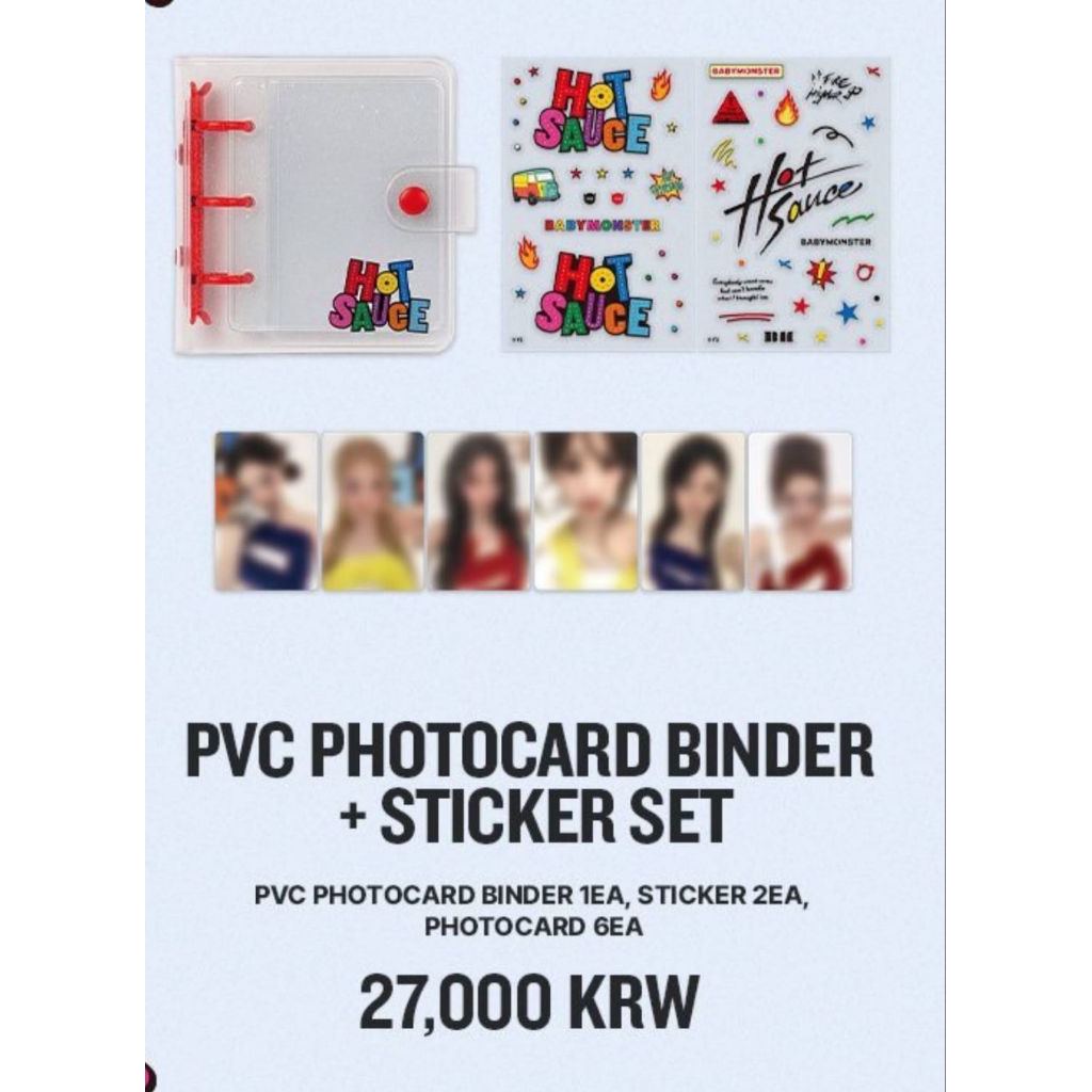 [READY] MD <HOT SAUCE>  BABYMONSTER PVC PHOTOCARD BINDER + STICKER SET MERCHANDISE KR KOREA BAEMON B
