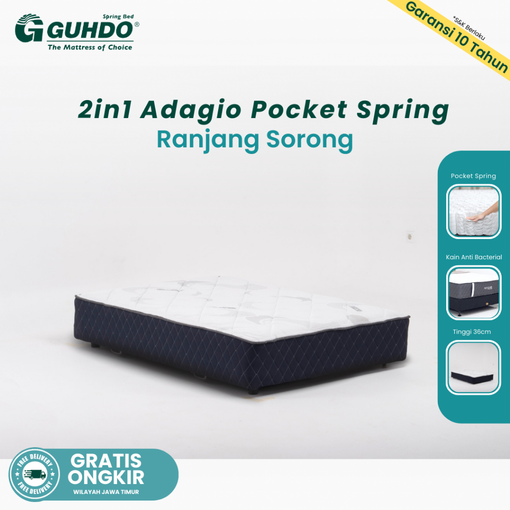 GUHDO Kasur Sorong Adagio Pocket Spring – Hanya Kasur Bawah