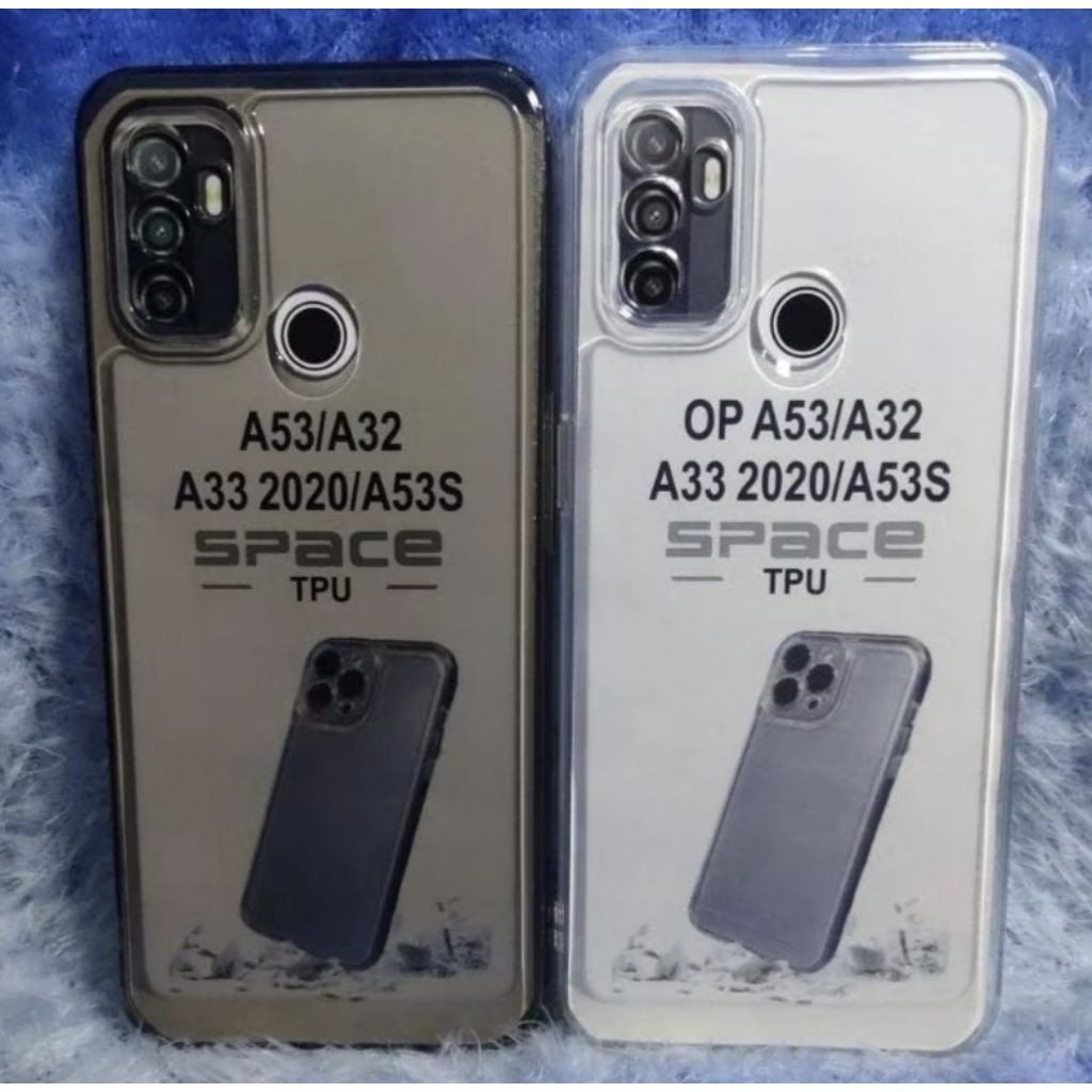 SoftCase Clear Hitam Oppo A53 2020/A32/A33 2020/A53S Silikon Bening Space Tpu karet