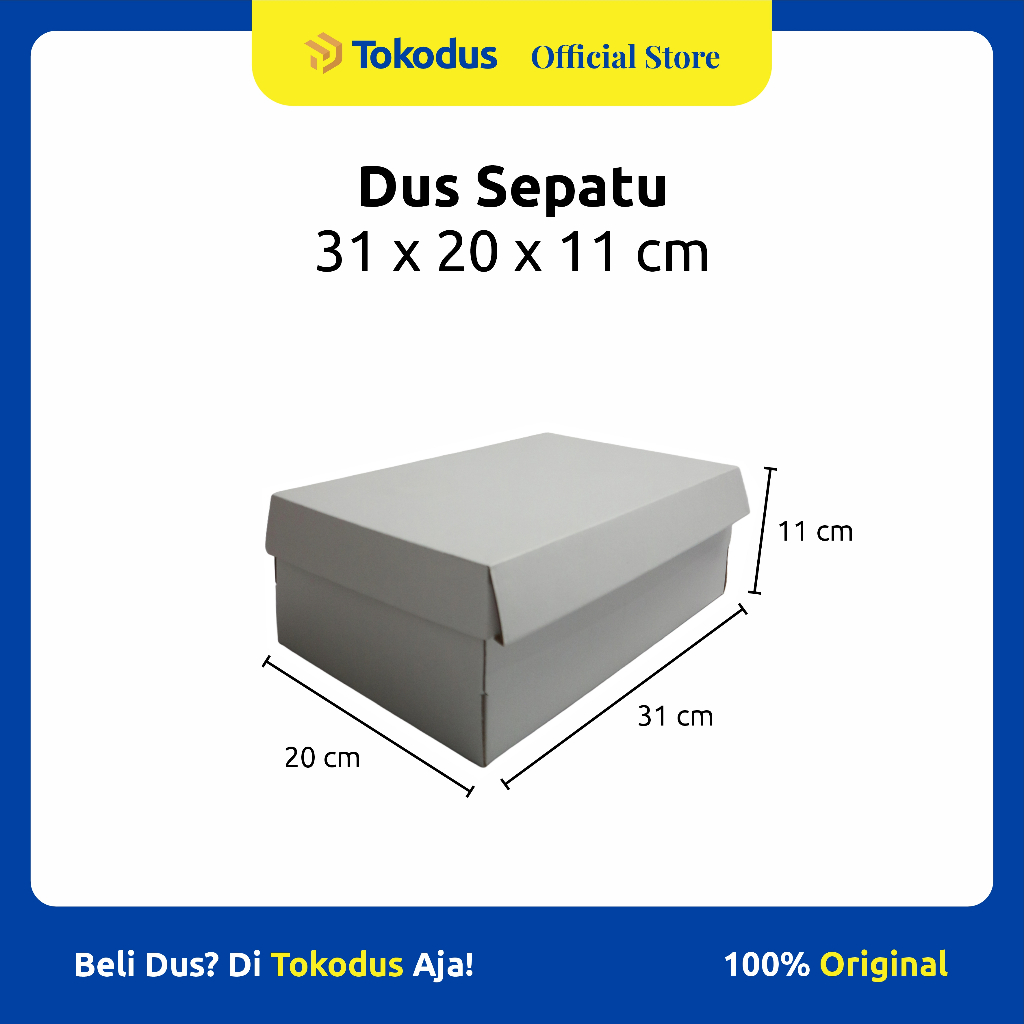 

Dus Sepatu | Kotak Sepatu | Kardus Box Sepatu Putih uk 31 x 20 x 11 cm - Tokodus Katapang