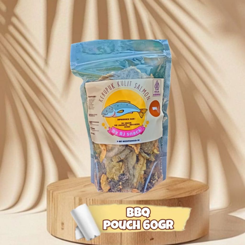 

Fish Skin Chips Salmon rasa BBQ Pouch 60gr Cemilan Sehat dan Enak