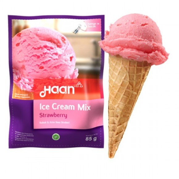 

[oddsolshop] pekanbaru/Haan Ice Cream Mix Strawberry 85GR Bubuk Es Krim Rasa Stroberi Pink