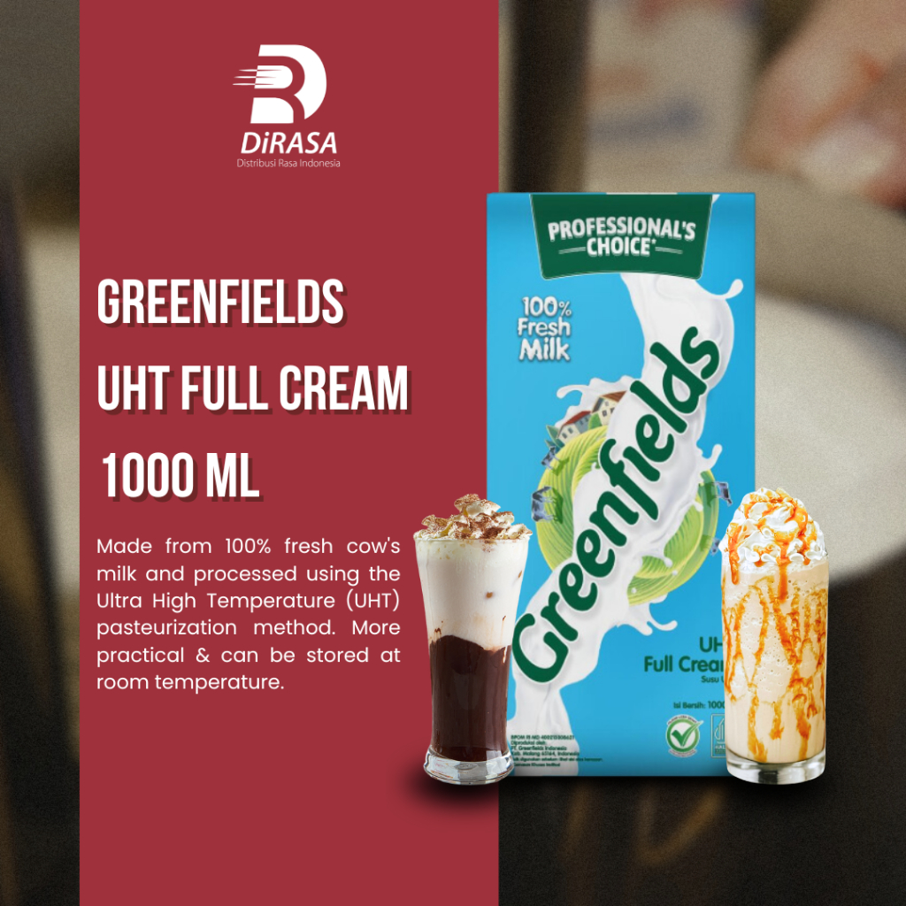 

GREENFIELDS Susu UHT/Fresh Milk UHT Full Cream 1000 ML Untuk HORECA/Barista/Bartender/Mixologist