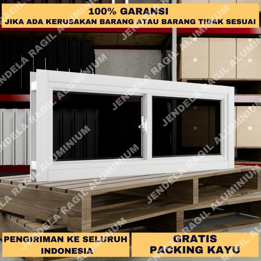 Jendela Boven Kaca Sliding (TxP) Ukuran 50x50, 50x60, 50x70, 50x80, 50x90, 50x100, 50x110, 50x120 Cm