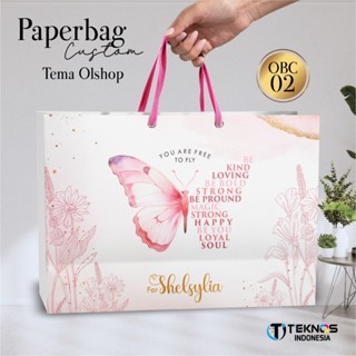 

PAPER BAG OLSHOP CUSTOM TULISAN - TAS HAMPERS OBC BAHAN BRIEF CARD