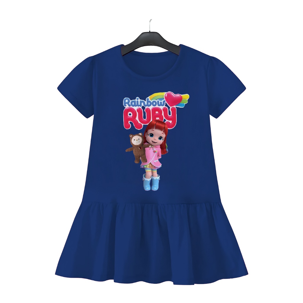 Dress Daster RAINBOW RUBY CHOCO Anak Perempuan 3-12 Tahun Bahan Adem