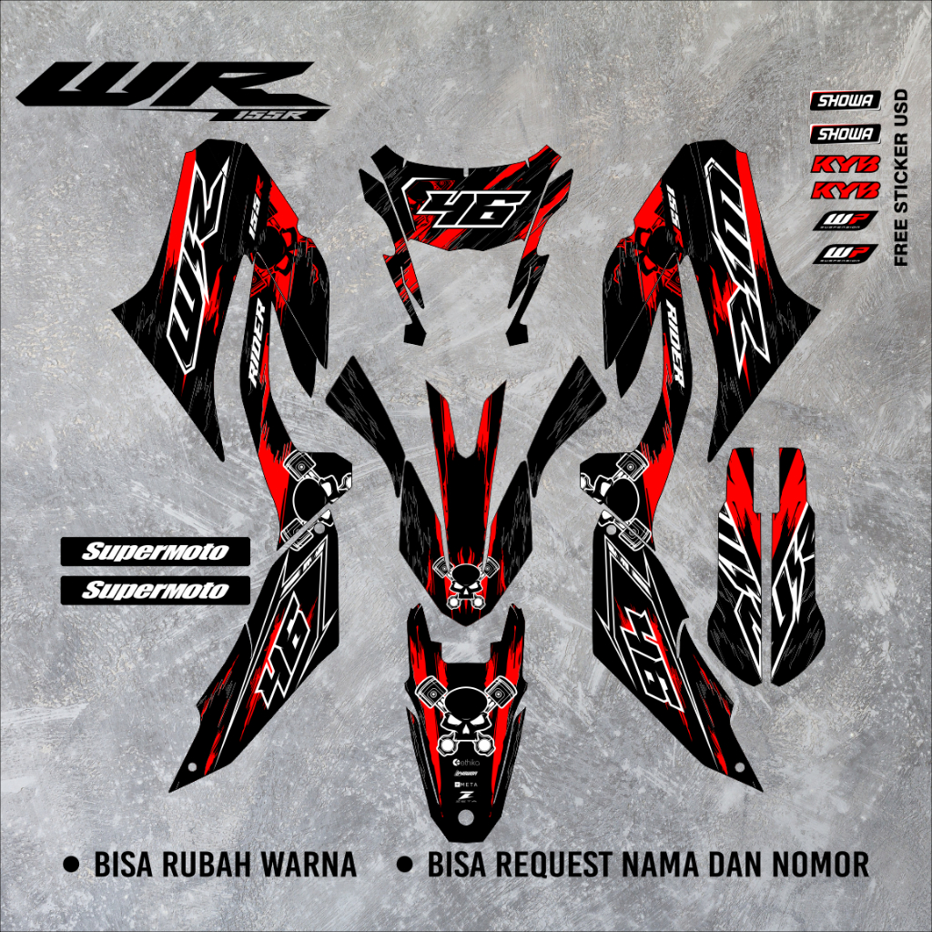 NEW DESAIN DECAL YAMAHA WR 155 FULL BODY PREMIUM SUPER GLOSSY CODE 71 / Decal WR 155 Full Body
