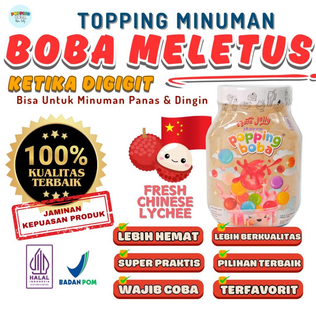 

Popping Boba Meletus Dimulut Topping Minuman Instan | Popping Boba Pecah Dimulut 500 Gram - Cocok Untuk Semua Minuman | Popping Boba Meletus Dimulut Nata Jelly Tersedia Semua Varian Rasa