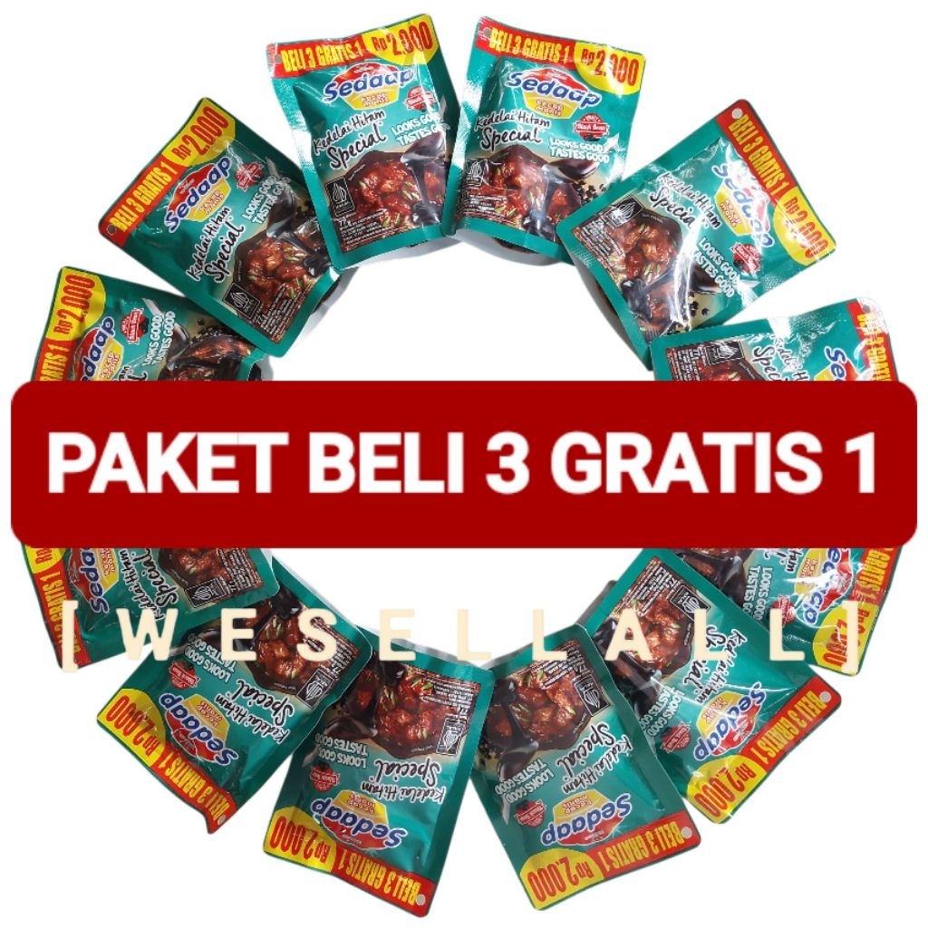 

Kecap Sedaap Manis Special Promo Beli 3 Gratis 1 PER PAKET Isi 3+1 pcs (Total 4 pcs) @ 77 gr (Eceran Rp2.000) | 0009SPA