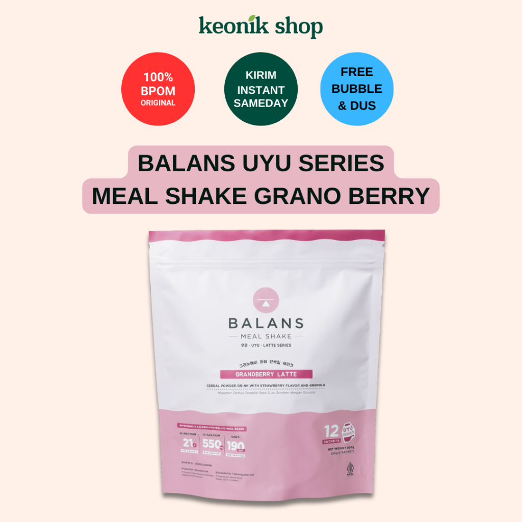 

Keonik Shop | BALANS MEAL SHAKE UYU SERIES | Choco Oat | Banana Oat | Granoberry Latte | Melon Chia Latte