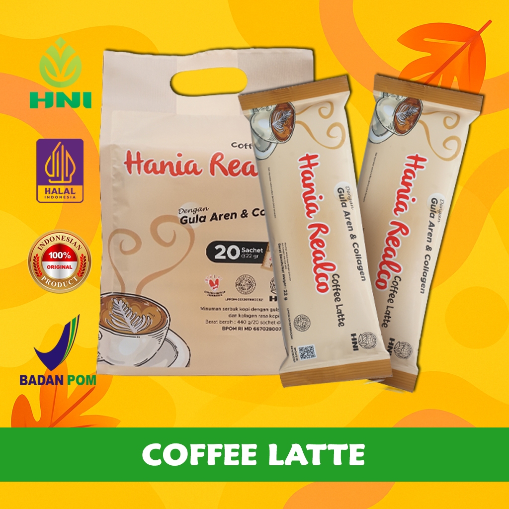 

HANIA REALCO LATTE 20 SACHET - Minuman kopi bubuk dengan gula aren dan kolagen