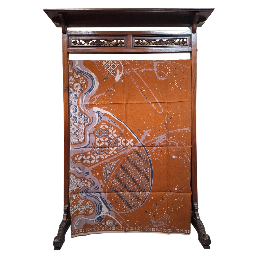 BATIK SALMA Kain Batik Doby Premium Warna Terakota Motif Abstrak Kombinasi Untuk Bahan Kebaya Seraga