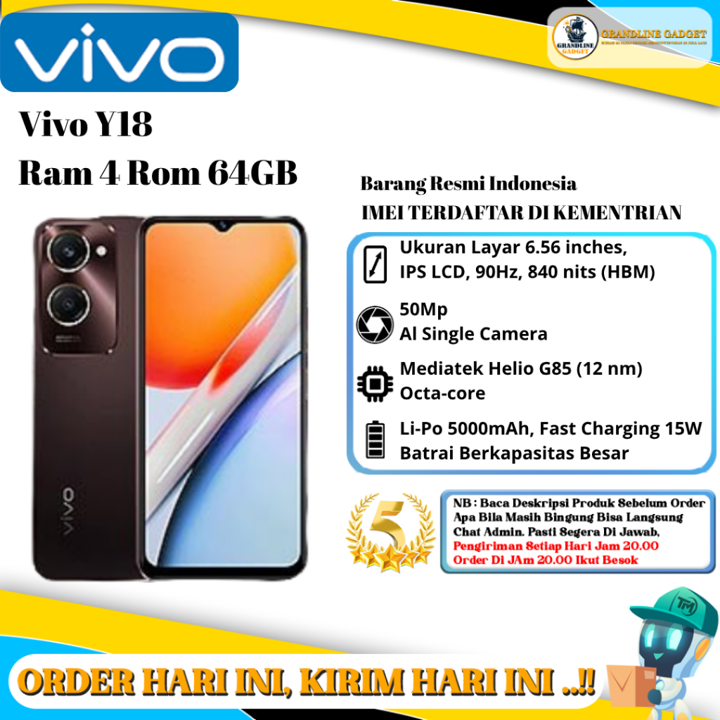 Vivo Y18 Ram 4/64GB | Ram 4/128GB | Ram 6/128GB