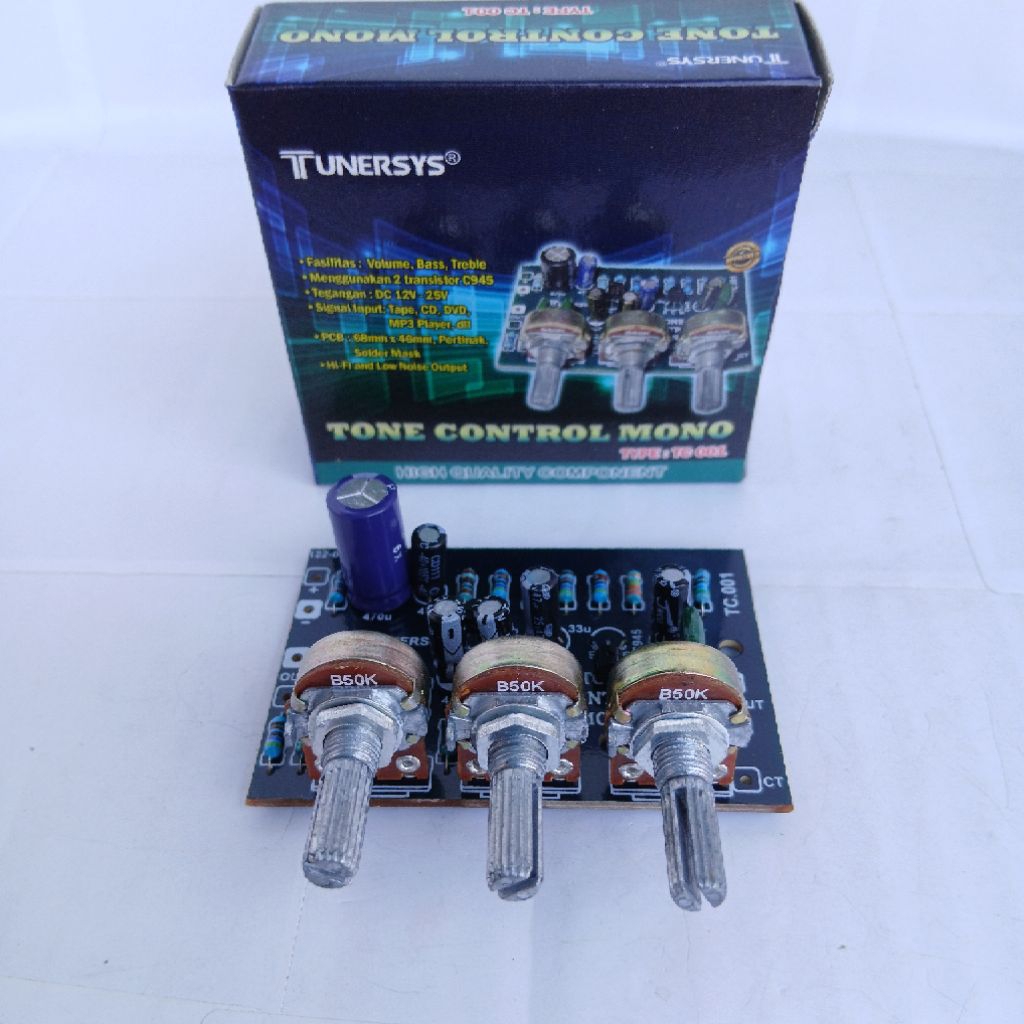 Kit Tone Control Mono Tancap Tunersys Tipe TC 001 - Tone Control Mono 3 Potensio Tunersys Original
