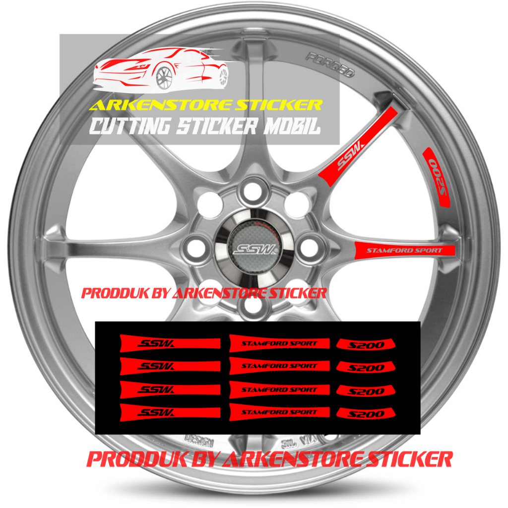12PCS STICKER STIKER VELK SSW STAMFORD SPORT S200 STICKER VOLK VELK VELG MOBIL SSW STAMFORD WHEELS R
