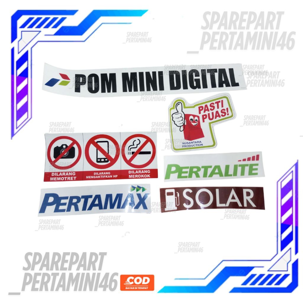 Stiker Set 3 Nozzle Pom Mini Digital Pertamax Pertalite Dan Solar Pertamini