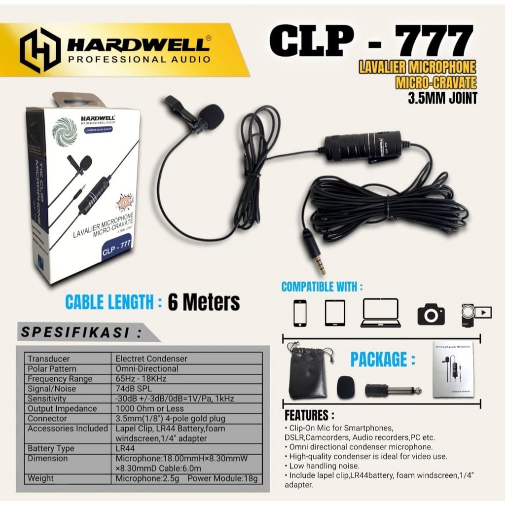 MIC JEPIT HARDWELL CLIP 777 CLIP-777 CLIP 777 / MIC CLIP HARDWELL