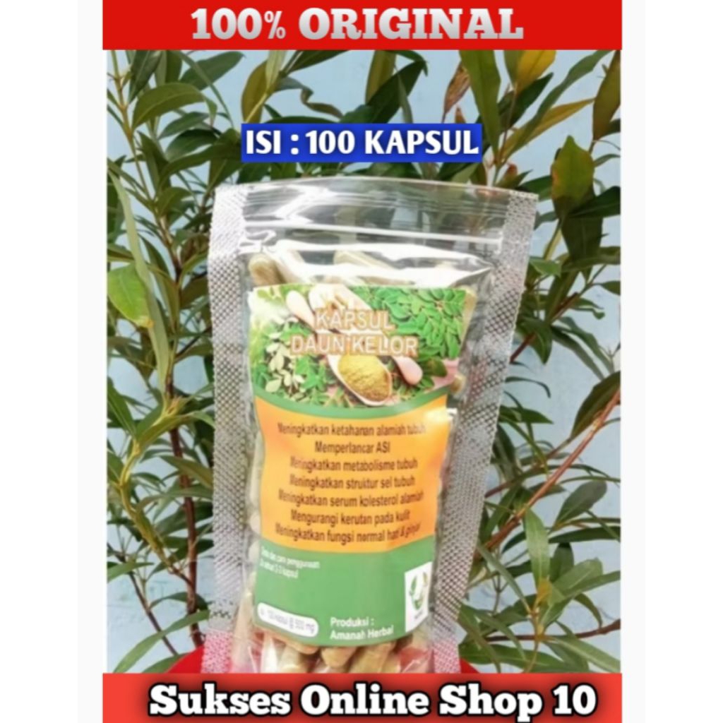 Kapsul isi 100 Kapsul Daun Kelor Asli Original