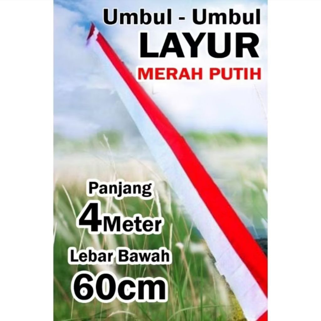 Bendera umbul umbul merah layur merah putih 4Meter 5Meter
