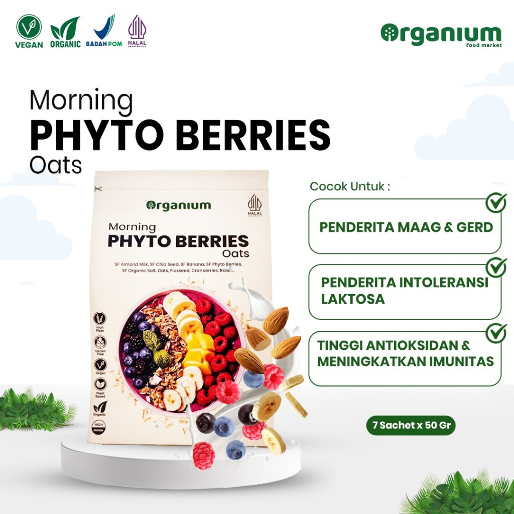 

Morning Phyto Berries Oats Organium Sereal gandum buah beri 7 Sachet x 50gr
