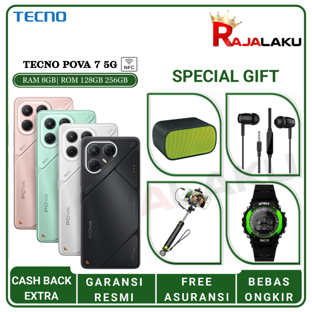 TECNO POVA 7 5G NFC RAM [8GB] / ROM [128GB & 256GB] | 6000 mAh, Mediatek D7300 Ultimate, 144Hz