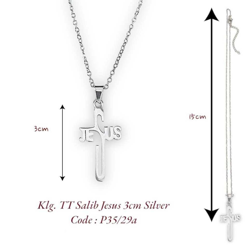 Kalung Salib Yesus 3cm - Kalung Salib Anti Luntur
