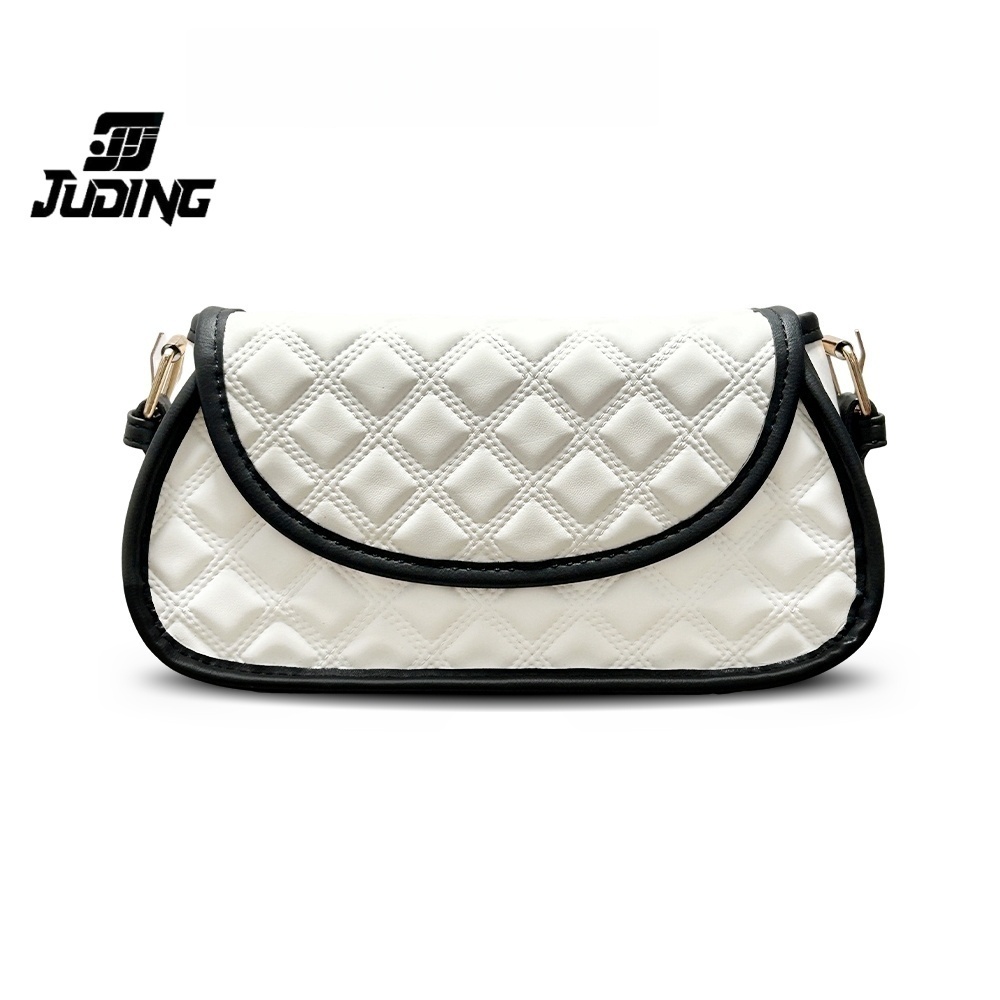 JUDING Tas Kecil Sederhana Wanita Judiing Tas Selempang Kulit Hitam Putih