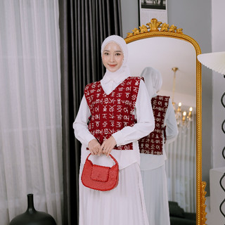Delova Wardrobe - Vest Batik Premium Jumputan Modern V-Neck Kantor Kasual