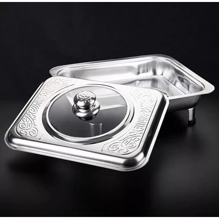 Tempat Prasmanan wadah lauk sayur Fast Food Tutup Kaca hidangan stainless