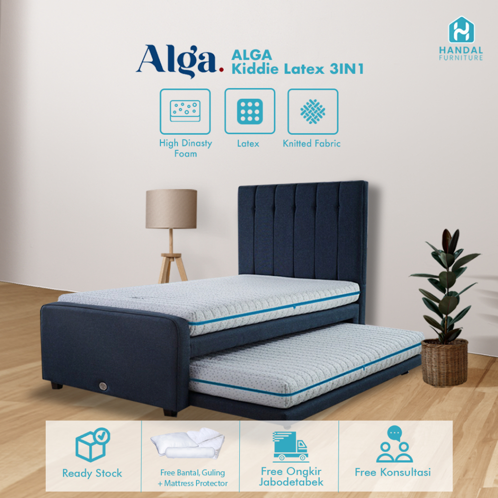 Kasur 3in1 Full Latex Alga Kiddie 100x200, 120x200, Anti Bakteri Medium Firm Padat Original Springbe