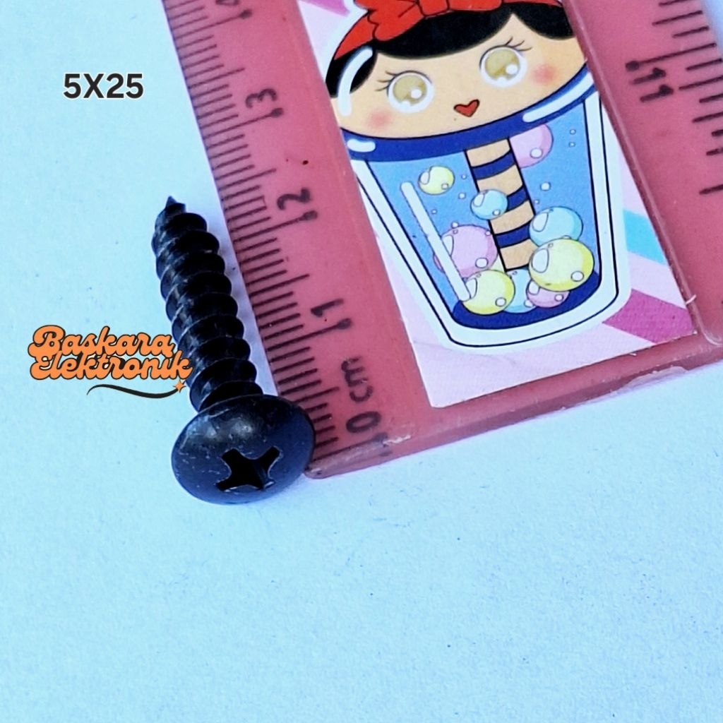 (100 Biji) Baut Tapping M5 Skrup Hitam Baut Speaker Payung Hitam