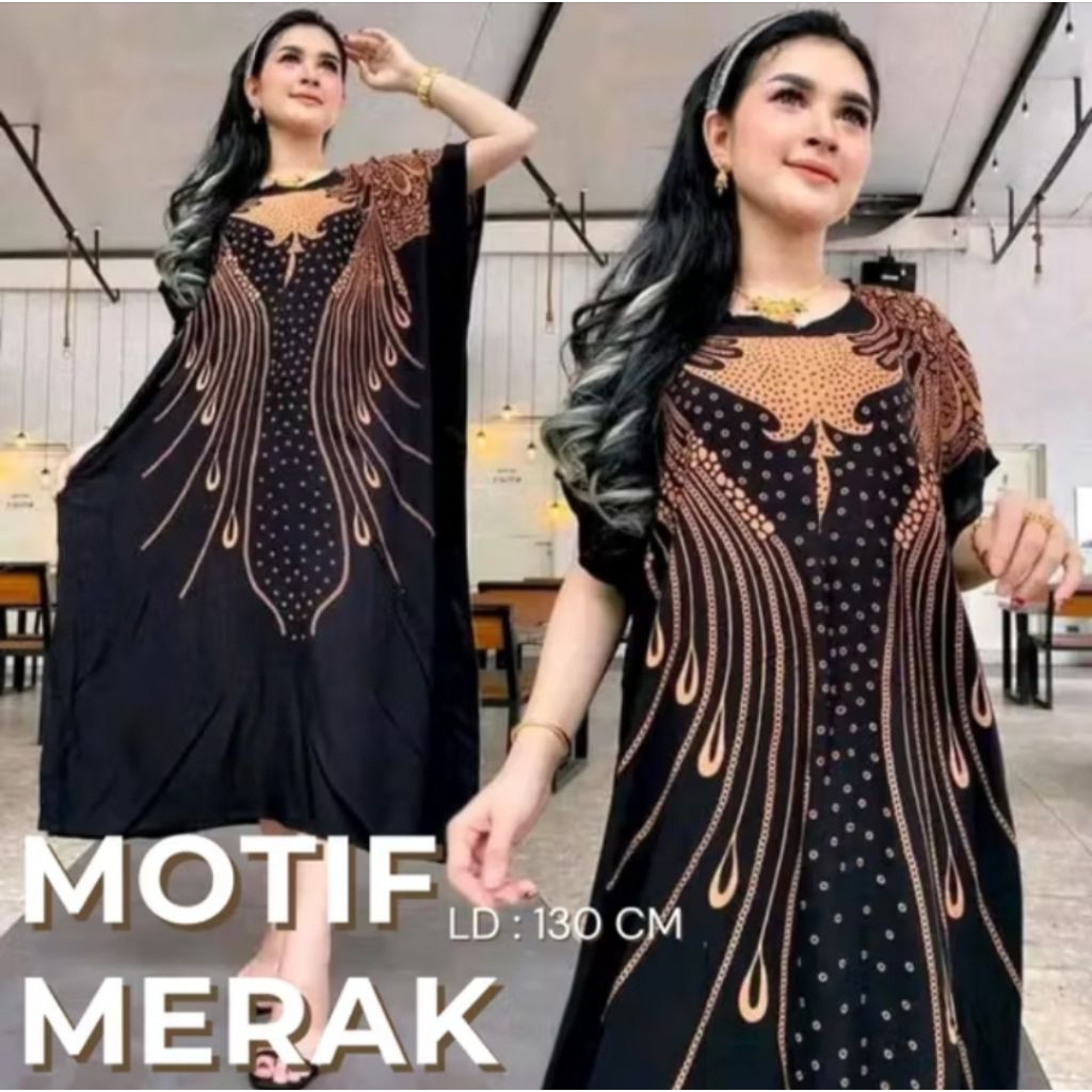 Daster Lowo Jumbo Bahan Rayon Adem Motif Merak LD 130